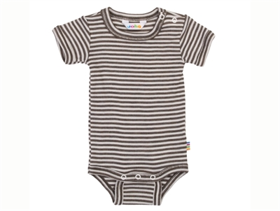 Joha brown striped wool/silk bodysuit with short sleeves