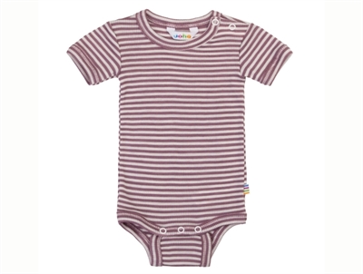 Joha heather wool/silk bodysuit with stripes and short sleeves