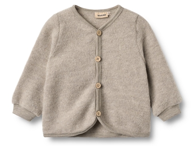 Wheat Kari cardigan khaki melange in wool with button closure