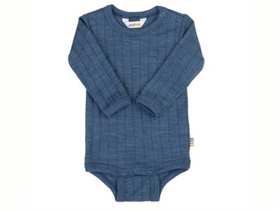 Joha melange blue wool/silk bodysuit with long sleeves