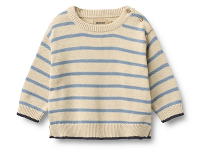 Wheat Morgan knit sweater faded denim stripe in cotton