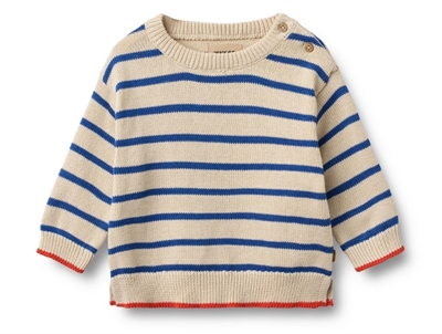 Wheat Morgan knit sweater true blue stripe in cotton