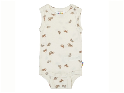 Joha sleeveless off-white wool/silk bodysuit with crab print