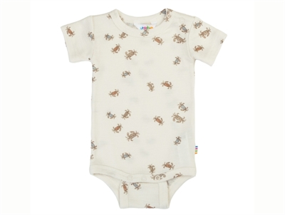 Joha off-white wool/silk bodysuit with short sleeves and crab print