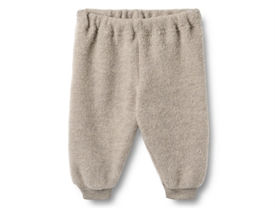 Wheat Kinnie trousers khaki melange in wool fleece with ribbed edge