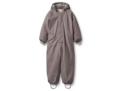 Wheat Ludo rubber snowsuit purple stone stars with reflectors and hood