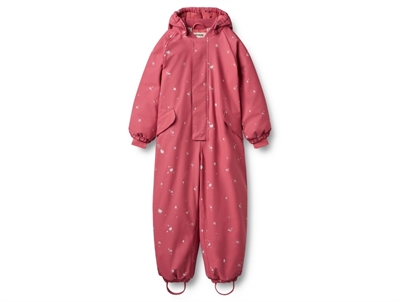 Wheat Ludo rubber snowsuit floating flowers with print and detachable hood