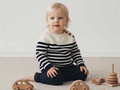 FUB sweater rib ecru/dark navy cotton