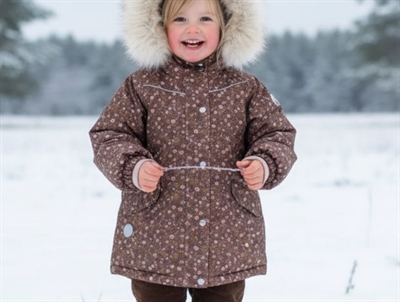 Wheat winter jacket Mathilde eggplant flowers