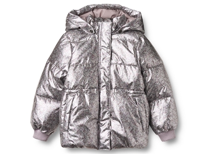 Wheat Eli puffer jacket silver flower meadow with metallic look and floral print