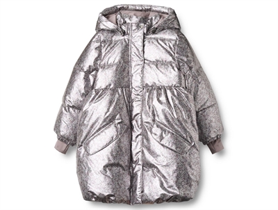 Wheat Luna puffer coat silver flower meadow with metallic look and floral print