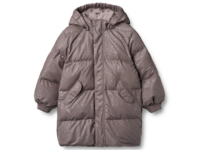 Wheat Coast PU puffer jacket purple stone stars with star print and detachable hood