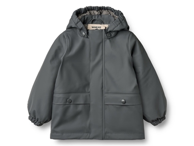 Wheat Aju thermo rain jacket grey blue with detachable hood