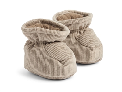 Wheat Fuffa puffer baby booties grey stone with corduroy