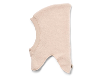 Wheat Eli balaclava pale lilac in wool fleece with soft ribbed edge