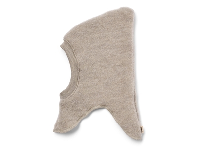 Wheat Eli balaclava khaki melange in wool fleece with soft ribbed edge