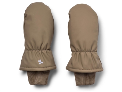 Wheat Stormy rubber mittens dry wood with ribbed edge and fleece lining