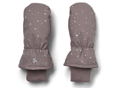 Wheat Stormy rubber mittens purple stone stars with ribbed edge and star print