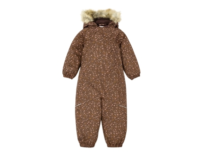 Wheat snowsuit Nickie eggplant flowers