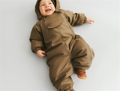 Wheat Evig rubber snowsuit dry wood with fleece lining and double zipper