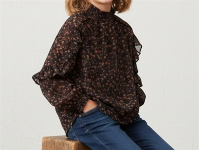 Creamie blouse flower dobby black
