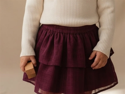 Creamie skirt chiffon checks fig