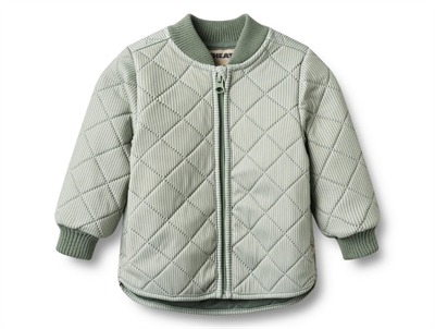 Wheat Loui thermo jacket green stripe with rib edges