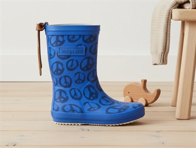 Bisgaard rubber boot blue with peace signs