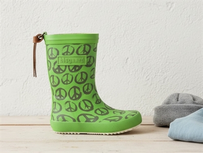 Bisgaard rubber boot green with peace signs