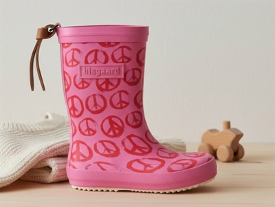 Bisgaard rubber boot pink with peace signs