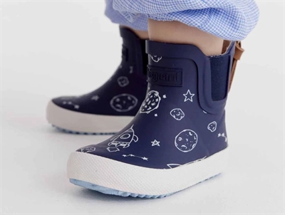 Bisgaard short rubber boot blue with astronaut print