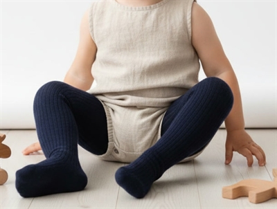 Melton navy cotton tights