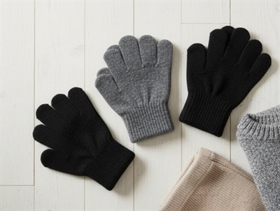 Mikk-line black/antrazite gloves wool/synthetic (3-pack)