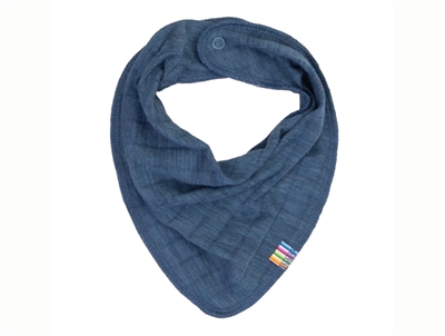 Joha drool bib melange blue in wool/silk with snap button