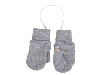Joha light grey melange mittens wool  