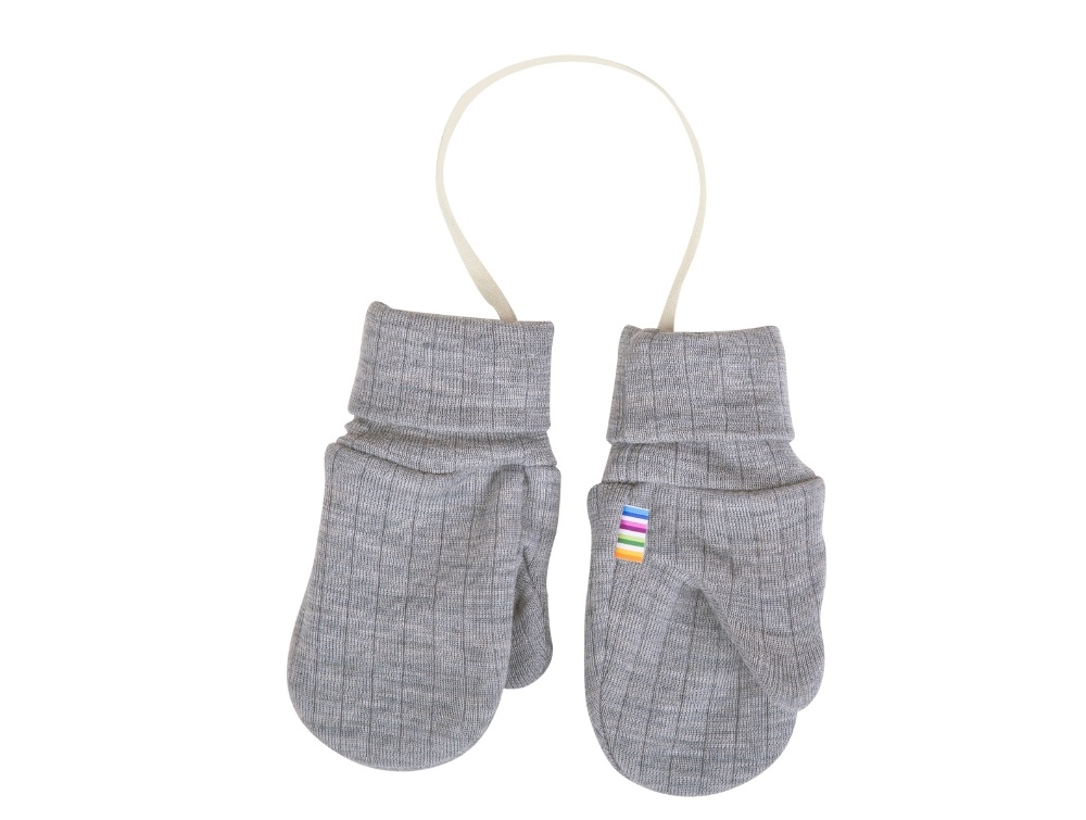 Joha light grey melange mittens wool  
