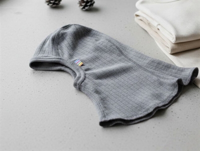 Joha light grey melange balaclava elephant hat merino wool  
