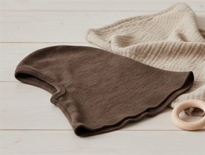 Joha dark brown balaclava elephant hat merino wool