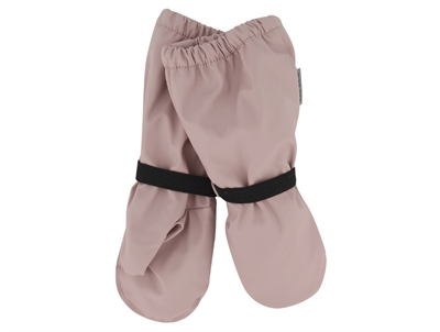 Mikk-Line rain mittens adobe rose with fleece lining and elastic