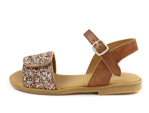 Angulus tan multi glitter buckle sandal