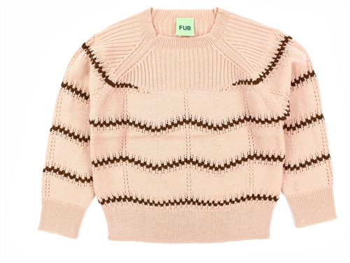 FUB knit blouse pointelle pale pink wool