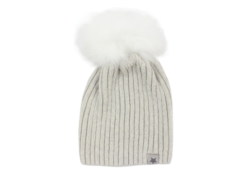 Huttelihut hat with fur tassel white wool