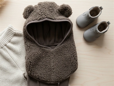 Mini A Ture balaclava Jeffi teddyfleece morel grey