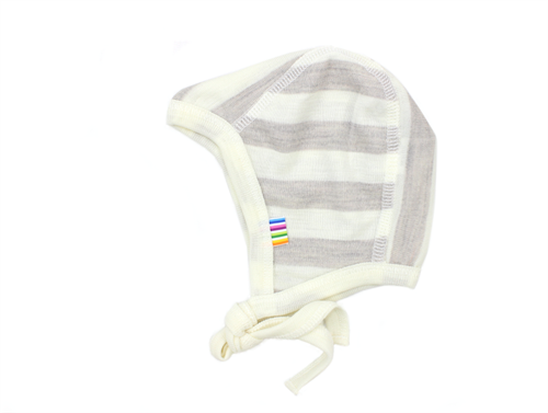 Joha cap for babies stripe off-white/gray wool/silk