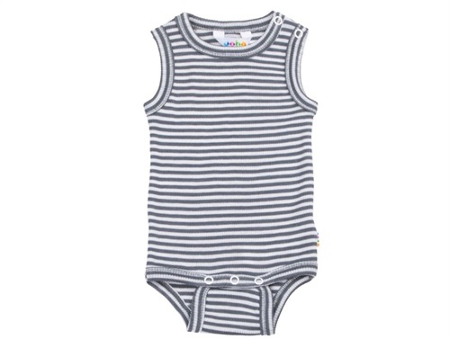 Joha bodysuit dark gray stripes merino wool/silk