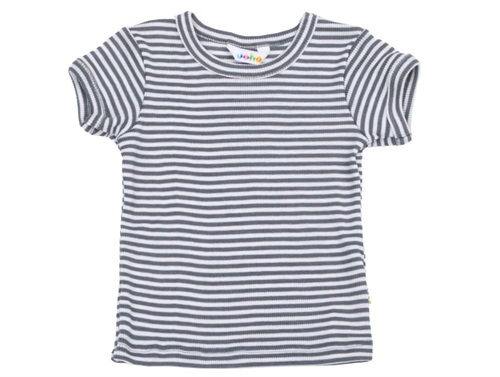 Joha t-shirt dark gray stripes merino wool/silk