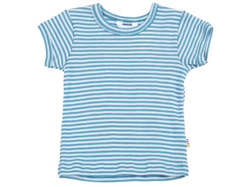 Joha t-shirt blue stripes merino wool/silk
