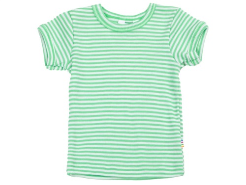 Joha t-shirt green stripes merino wool/silk