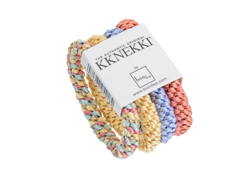 Kknekki hair elastics yellow purple coral (4-pack)
