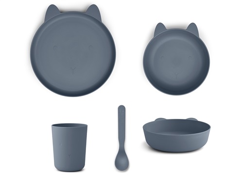 Liewood rabbit blue wave dining set Paul (4-pack)